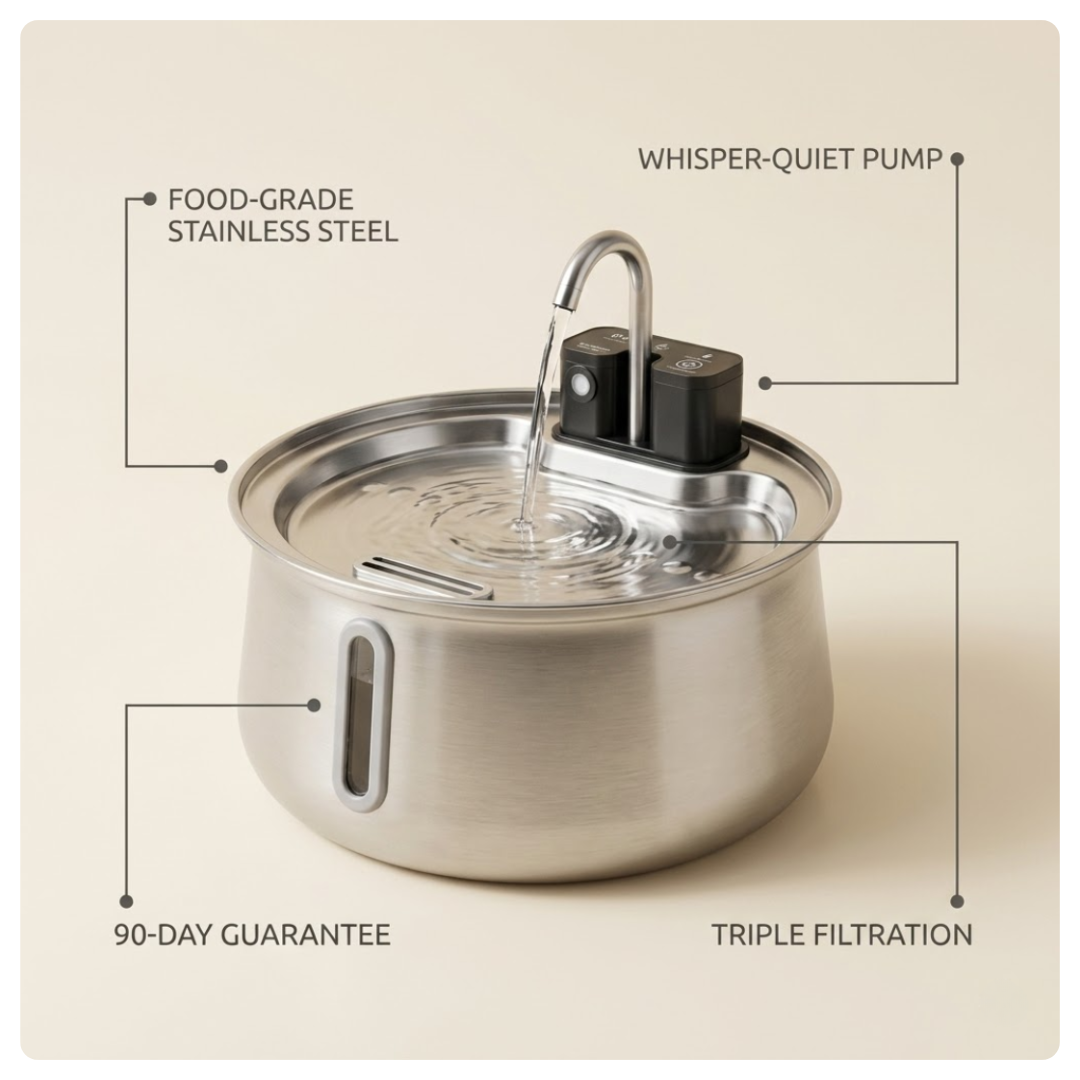 VernaStream — Stainless Steel Cat Water Fountain