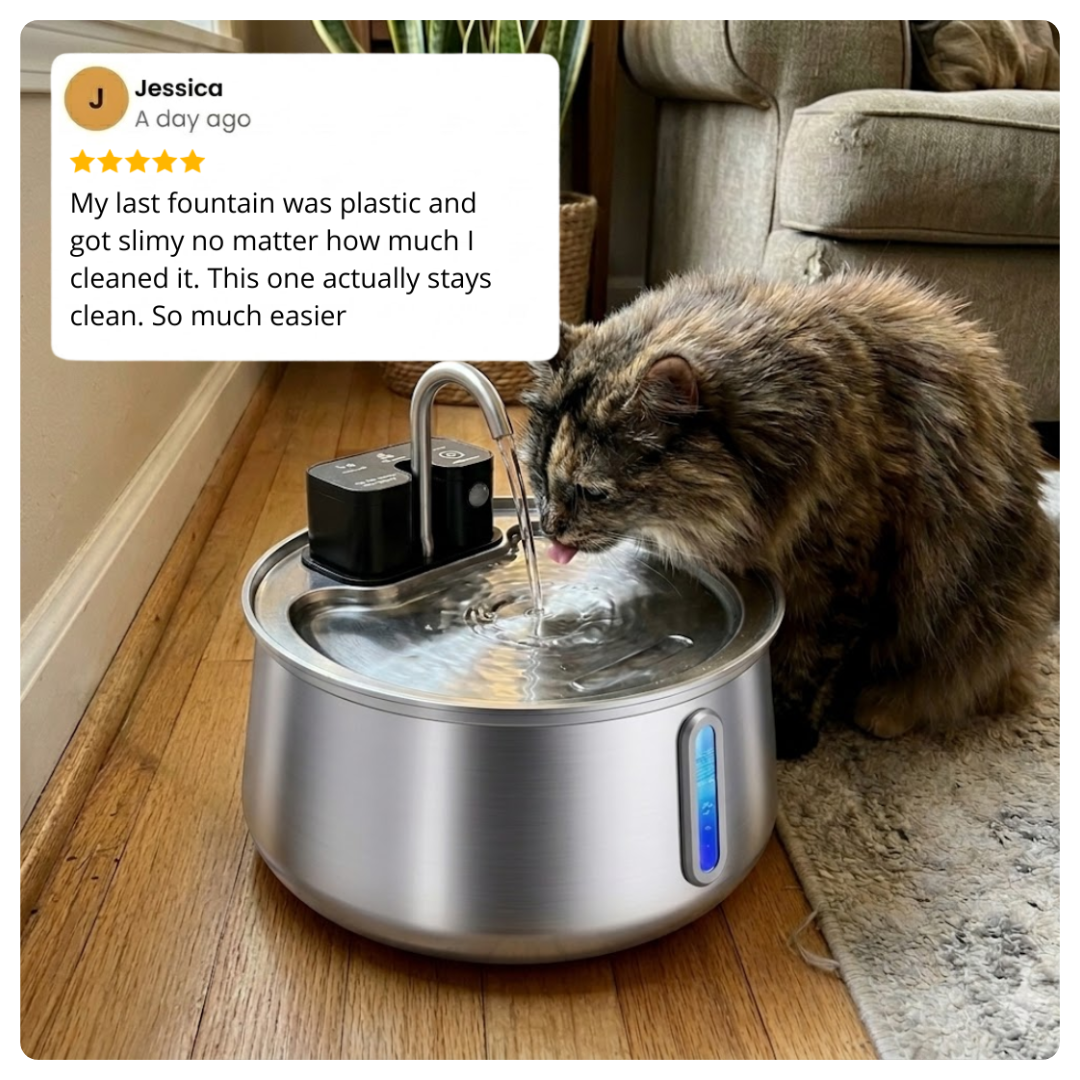 VernaStream — Stainless Steel Cat Water Fountain
