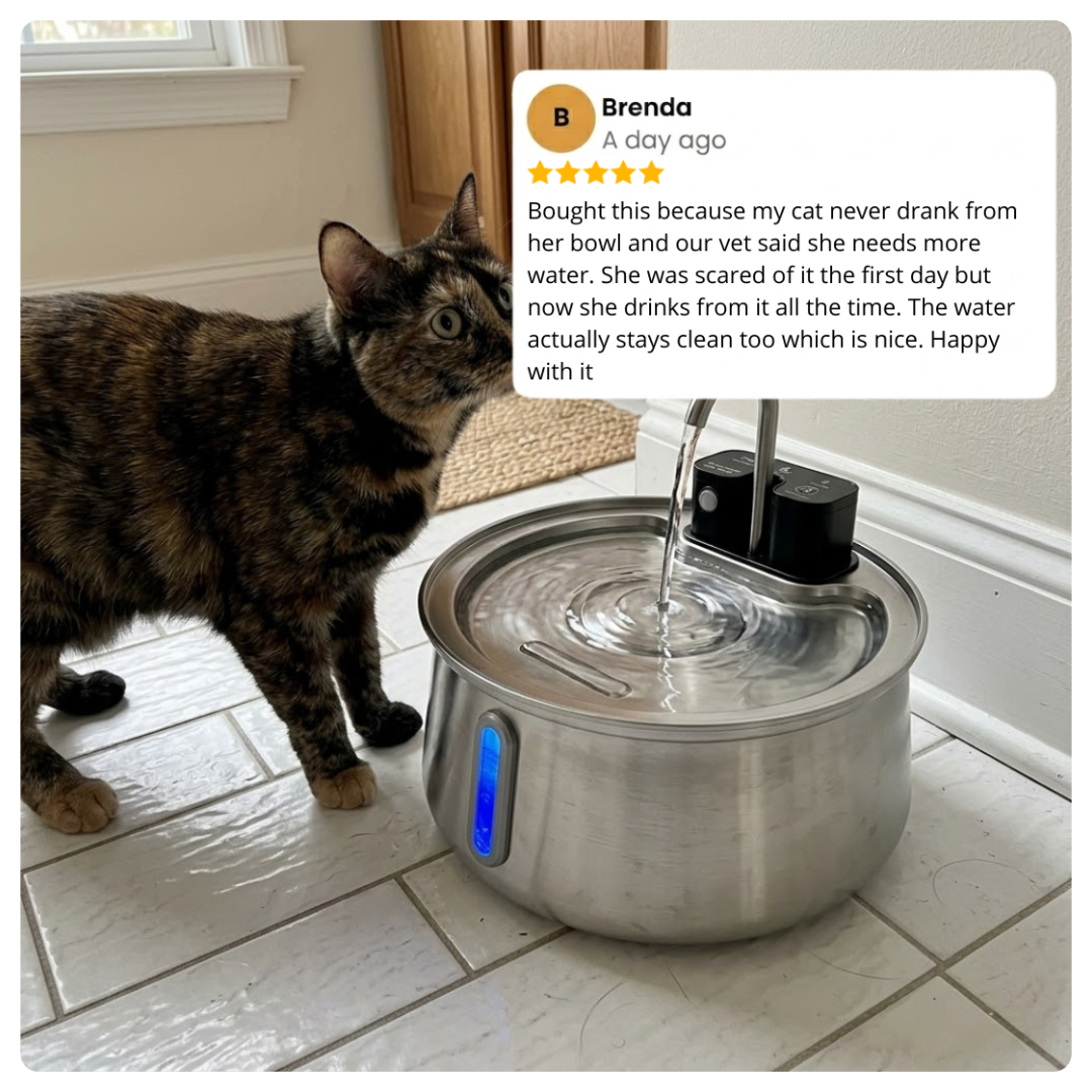VernaStream — Stainless Steel Cat Water Fountain